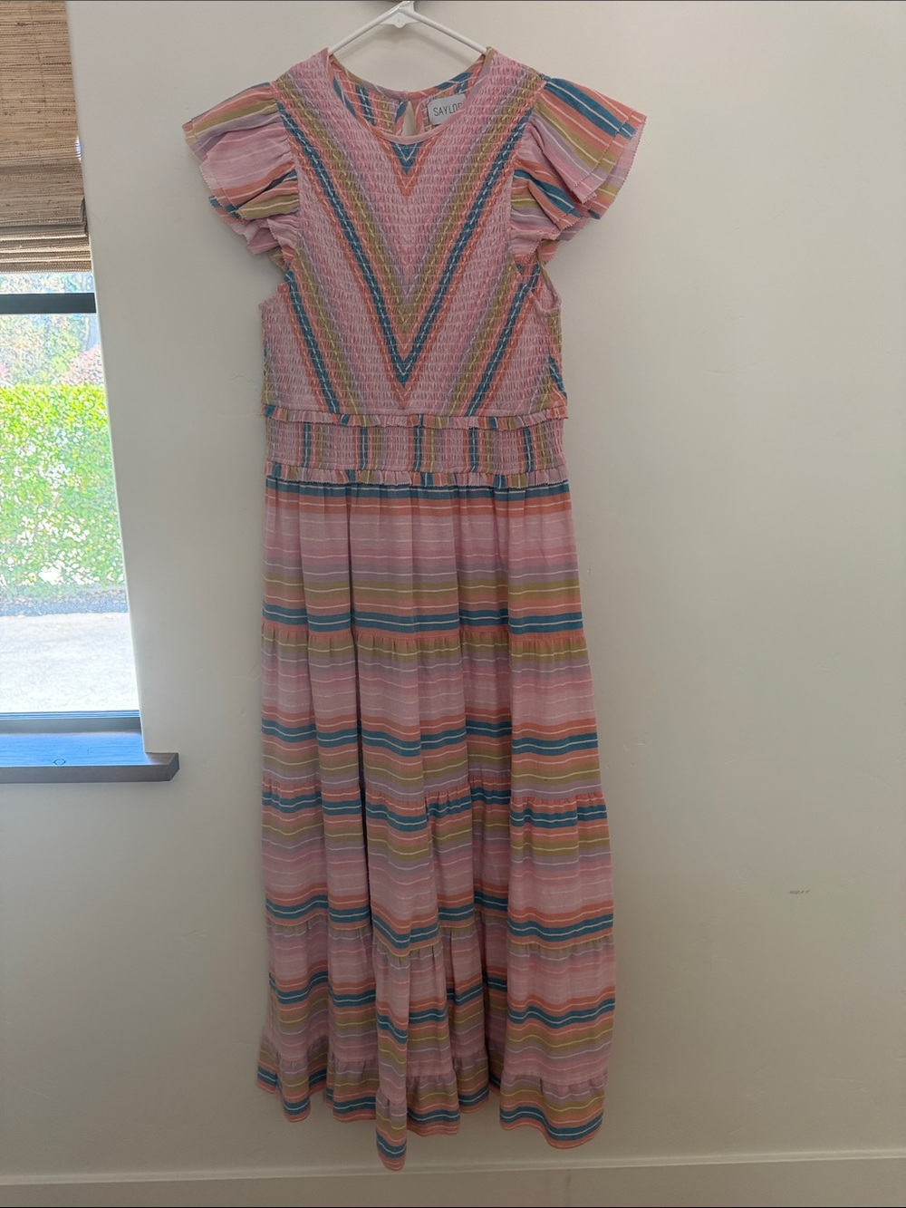 SAYLOR Pink Multi-Stripe Smocked Maxi Dress